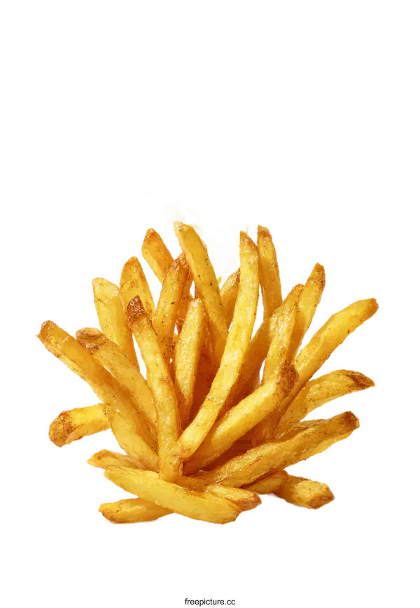[Transparent Background PNG]Delicious Golden French Fries with Splashing Oil