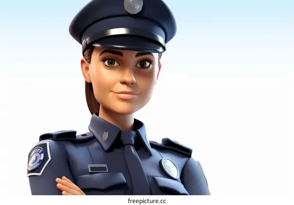 3D illustration of a policewoman