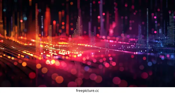 Glowing Technology Background of Red, Orange, and Purple