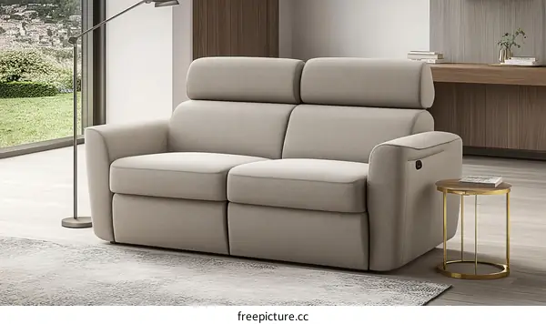 Modern Beige Fabric Sectional Sofa in a Living Room