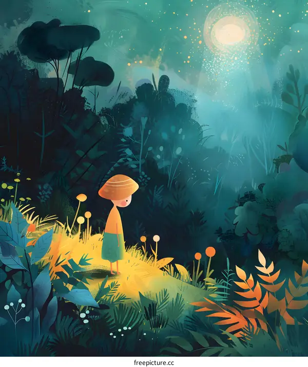 Little Girl in a Magical Forest