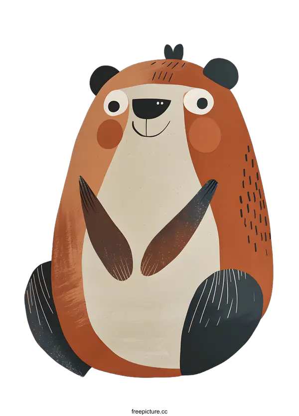 [Transparent Background PNG]Cute Cartoon Bear Illustration With Brown And Beige Color