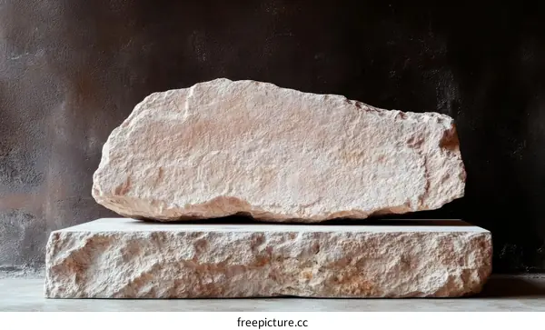 Natural Stone Block on a Stone Pedestal