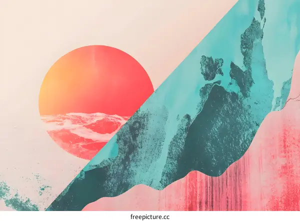 Abstract Art with Sun and Waves