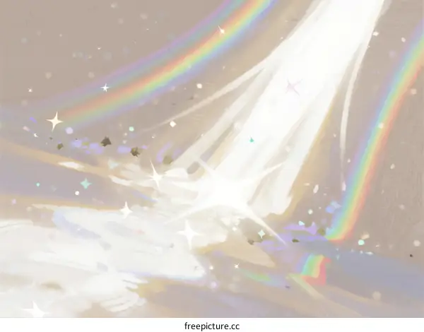 A Magical Sky with Rainbow and Shining Stars