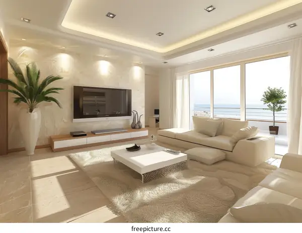 Modern and Minimalist Living Room: A Haven of Comfort and Spaciousness