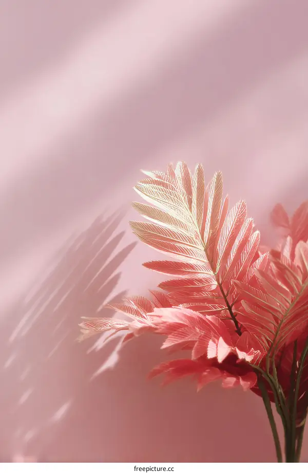 Pink Tropical Leaves Aesthetic Background
