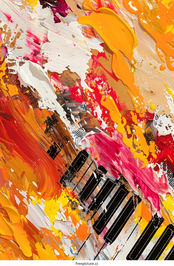 Abstract Painting With Piano Keys