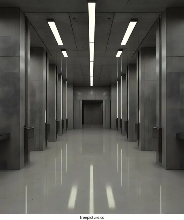 Modern Minimalist Concrete Corridor Interior Design