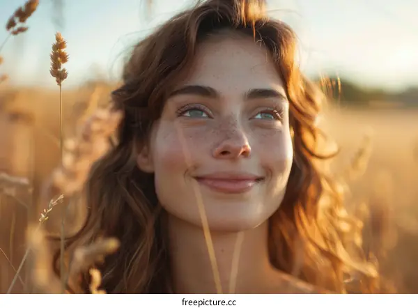 Beautiful Woman in a Golden Field