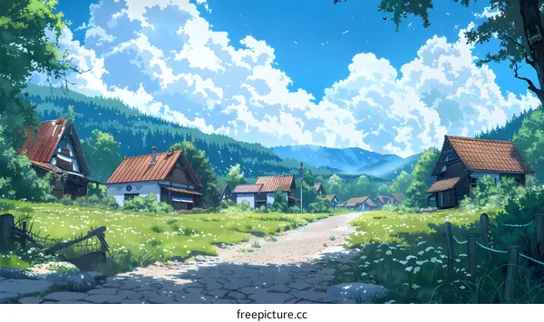 anime village landscape scenery