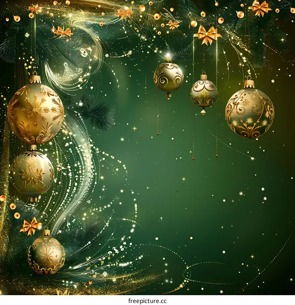 Christmas background with golden balls