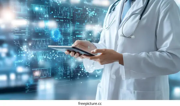 Doctor Using Digital Medical Interface