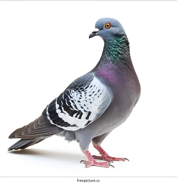 Pigeon on White Background