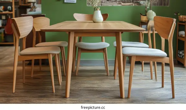 Modern Wooden Dining Table and Chairs
