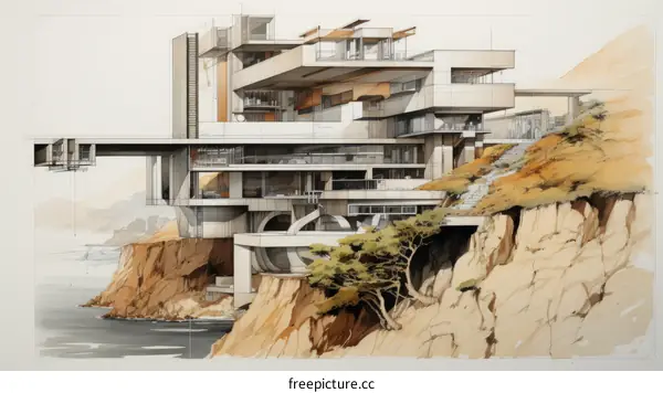 futuristic cliff house
