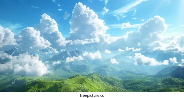 Mesmerizing Green Mountains and Azure Sky