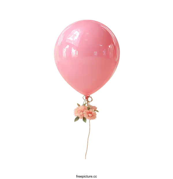[Transparent Background PNG]Pink Balloon with Delicate Flowers