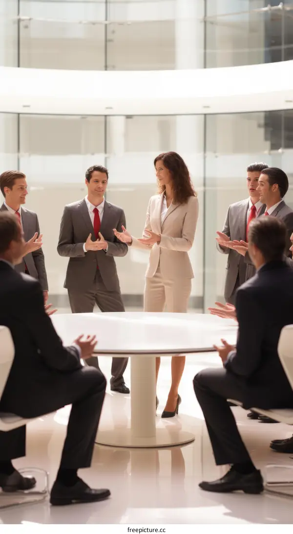 Business people applauding during a meeting