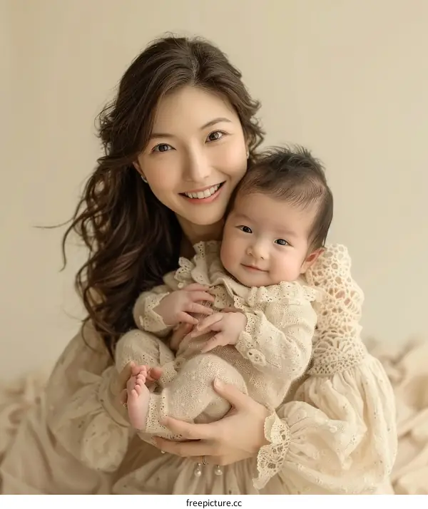 Asian mother and baby