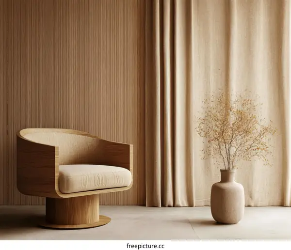 Modern Wooden Rotating Armchair Interior Design