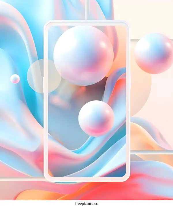 Abstract 3D Render of Colorful Liquid Shapes With Spheres