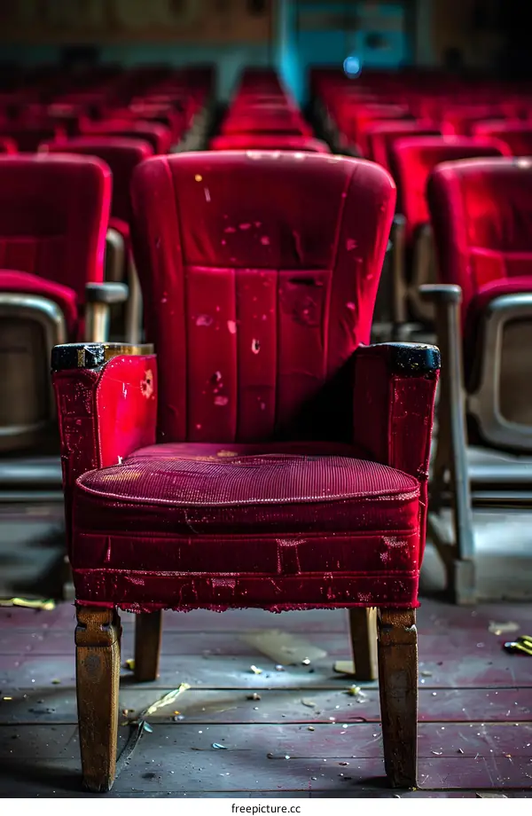 Red Velvet Theater Seats in an Empty Auditorium