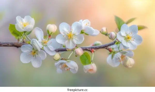 White flowers of an apple tree in spring
