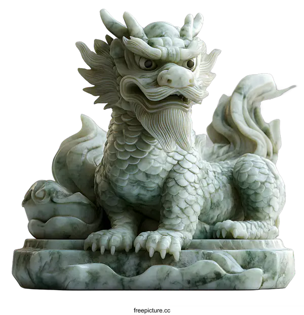 [Transparent Background PNG]Jade Dragon Statue Close Up