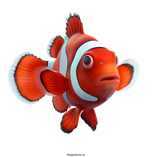 [Transparent Background PNG]Surprised Clownfish on White Background