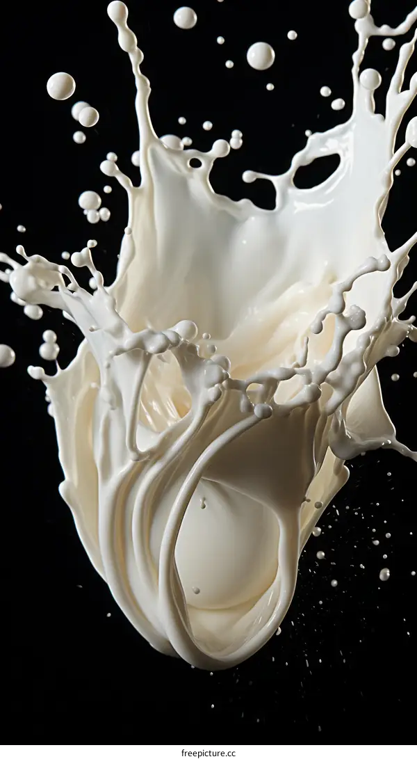 White liquid splash on black background