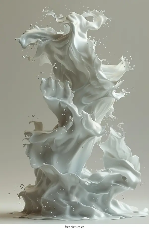 Abstract 3D Rendering Of A White Liquid Splash