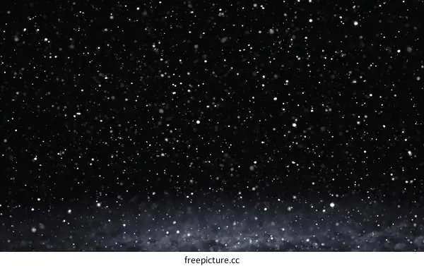 Falling Snow Against Black Background