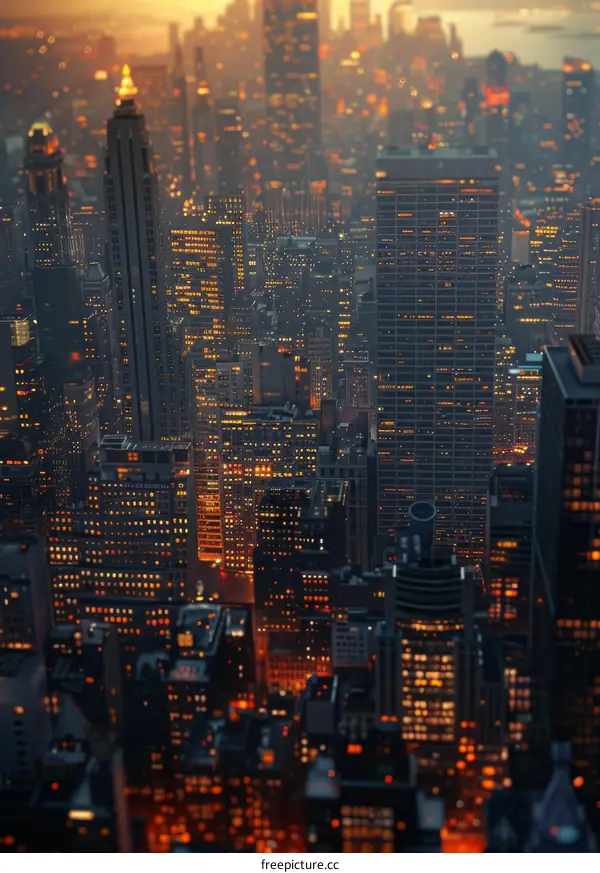 Blurry City Lights at Dusk