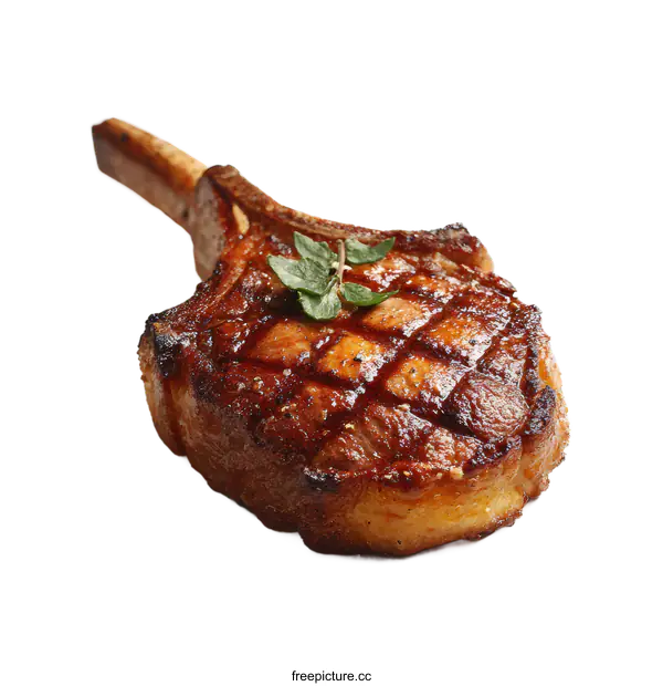 [Transparent Background PNG]Grilled Rib Steak with Fresh Herbs