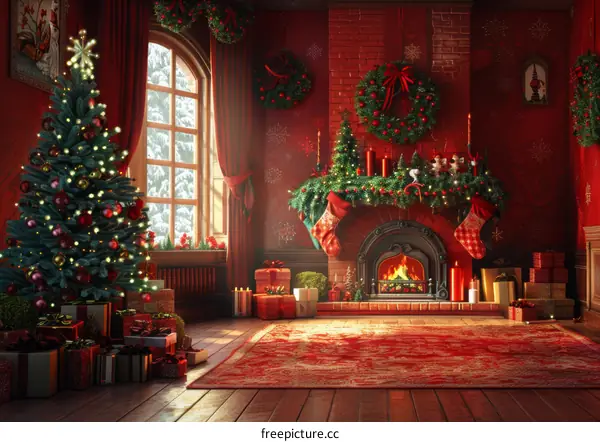 Christmas Home Decor by the Fireplace