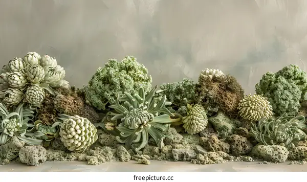 Green Plants on a Grey Background