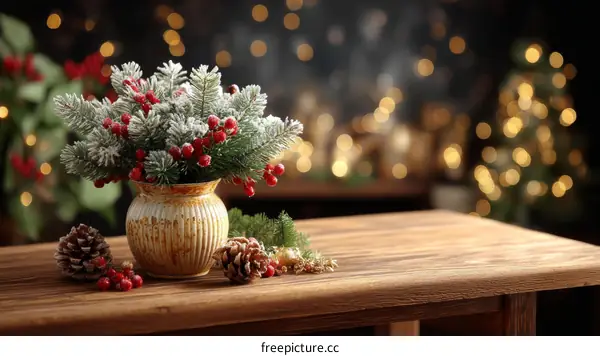 Christmas Decoration on Wooden Table