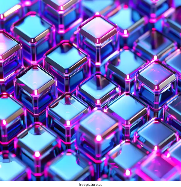 Blue and purple 3D cubes background