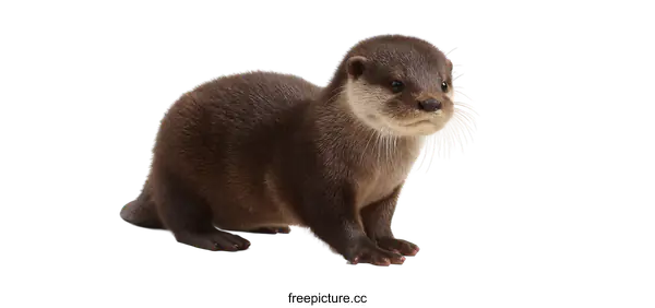 [Transparent Background PNG]Adorable Baby Otter Portrait Against White Background