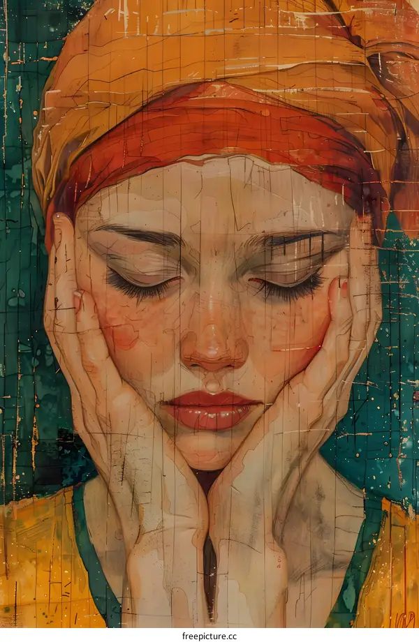 portrait of a young woman with red scarf