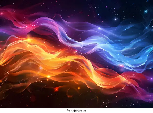 Abstract colorful glowing magic fire flame wave background