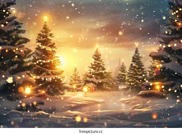 Christmas Eve in a Snowy Forest