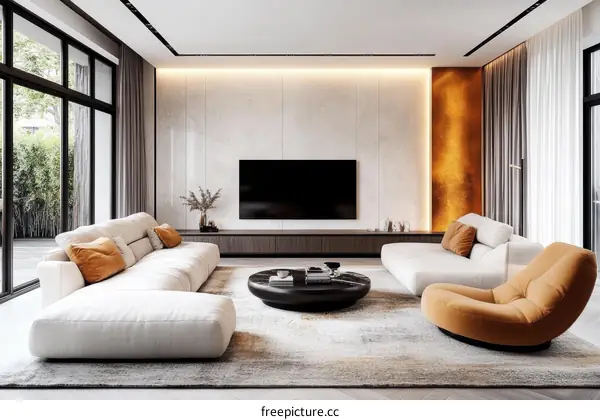 Modern Living Room Interior Design with Sectional Sofa