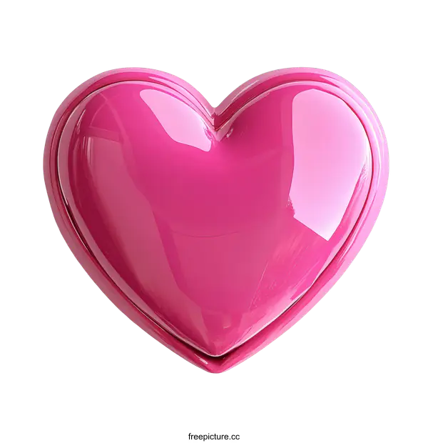[Transparent Background PNG]Glossy Pink Heart Shape Illustration