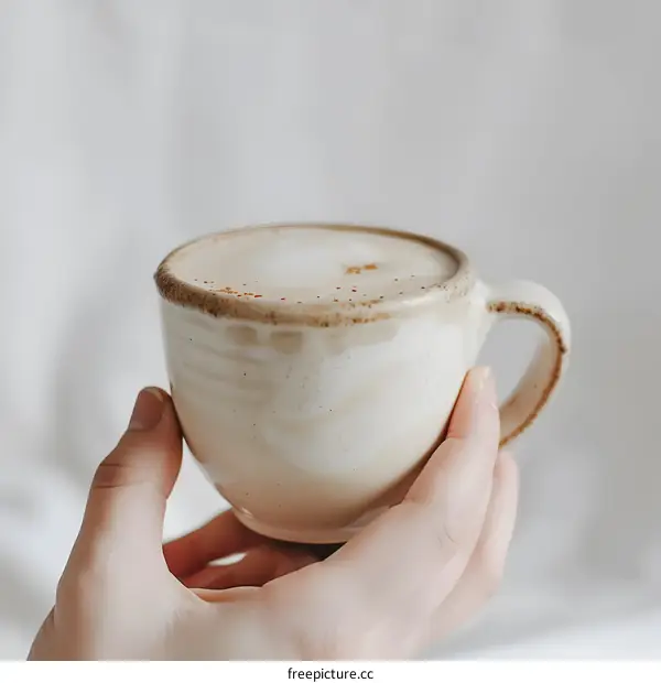 Hand Holding a Cup of Coffee with a White Background