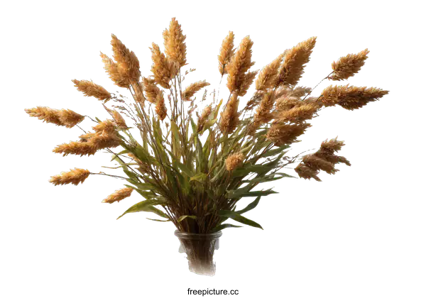 [Transparent Background PNG]Dried Pampas Grass Bouquet in Vase