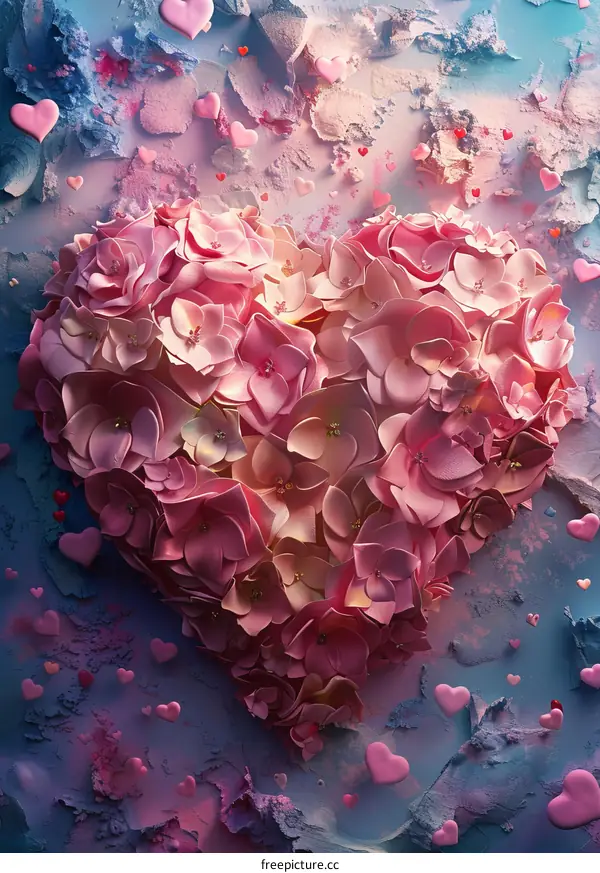 Heart-Shaped Arrangement of Pink Roses