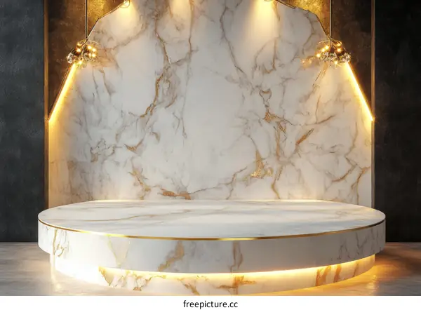 Luxury Marble Display Stand with Golden Accents