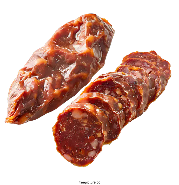 [Transparent Background PNG]Sliced Dried Sausage on White Background